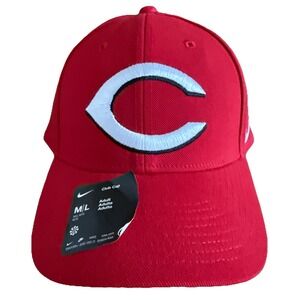 NWT Nike Cincinnati Reds Wordmark Logo Red Strap Club Hat M/L Adjustable